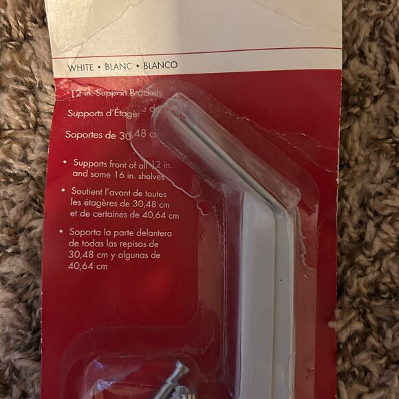 2 ClosetMaid 6606 White 12" Support Brackets Anchors Pins Closet Pantry Laundry - Picture 10 of 10